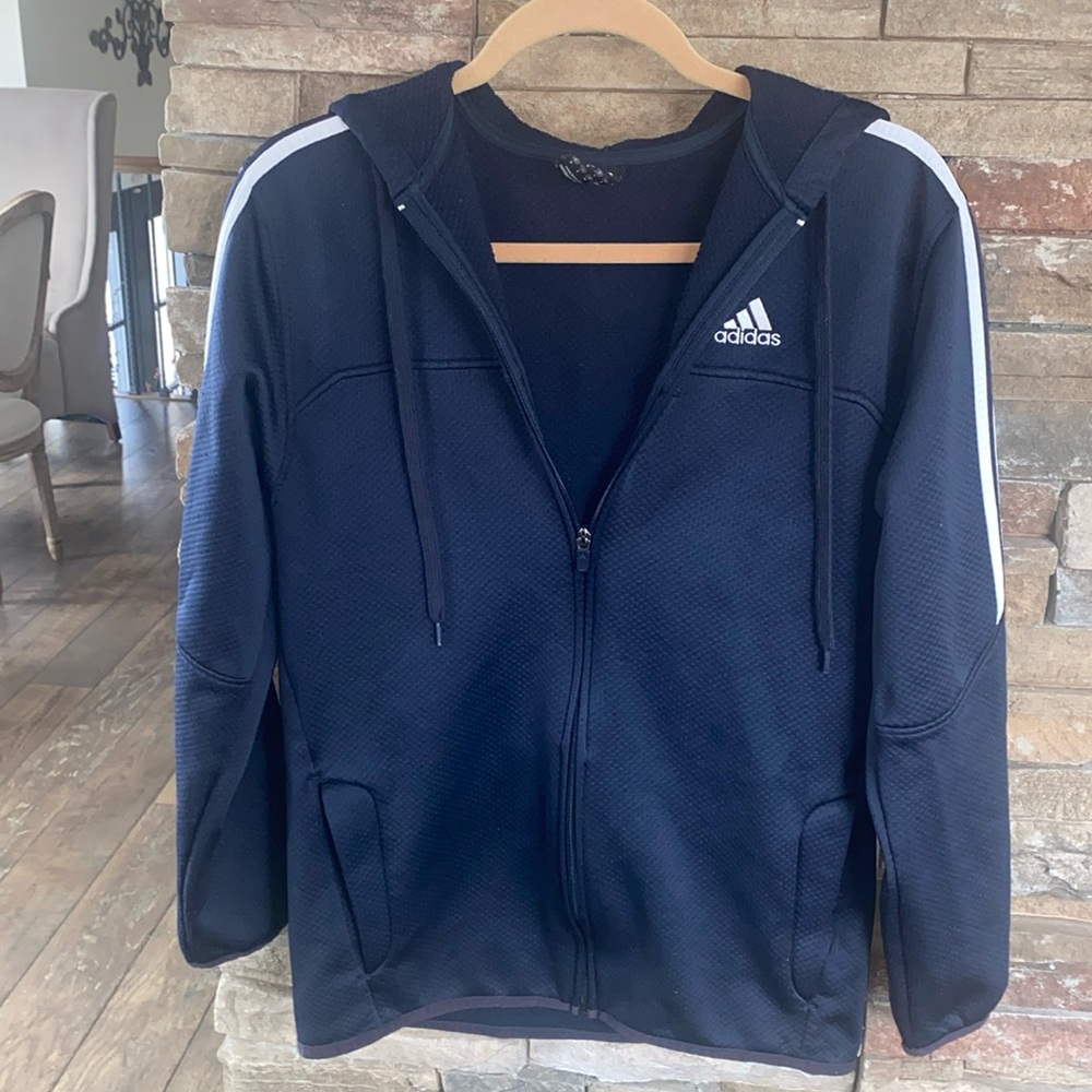 Adidas Navy Blue Zip Up Sweat Jacket - Size S